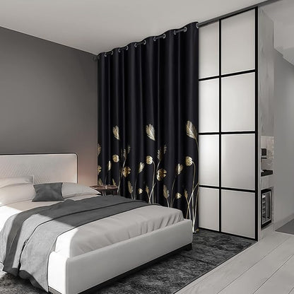 Black Blackout Curtain for Sliding Glass Door 80W x 84L Inch Thermal Insulated - Image 2