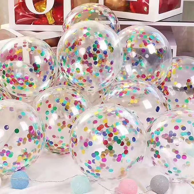 50pcs Multicolor Foil Confetti Balloons, 12 inch Latex Balloon - Image 3
