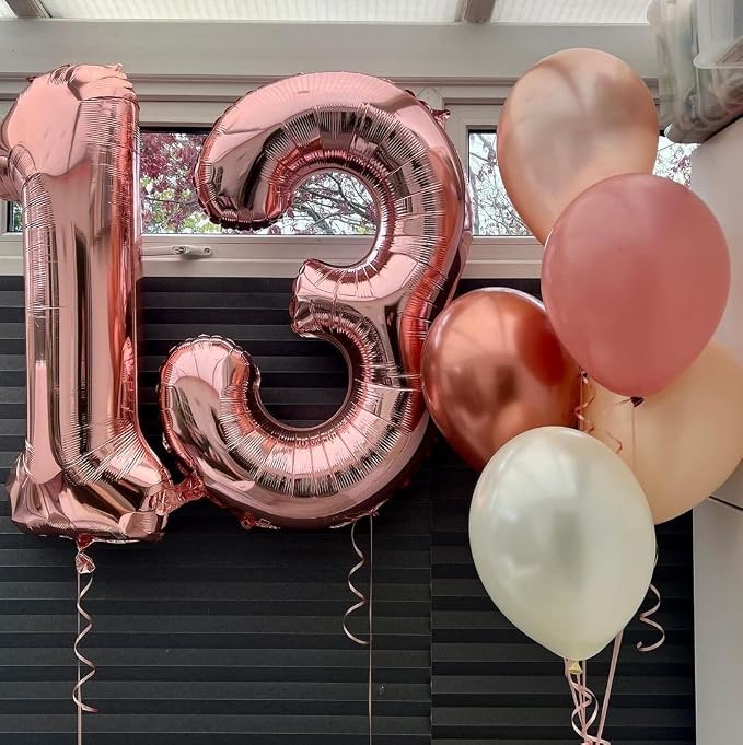 Rose Gold 2 Number Balloons, 40 Inch Big 2 Balloon Numbers Rose Gold 2 Foil - Image 6