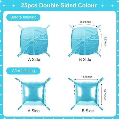 Light Blue Square Foil Balloons 25 Pcs Metallic Light Blue Balloons Wall - Image 7