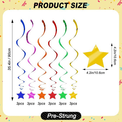 BEISHID Assorted Rainbow Pre-Strung Stars Hanging Swirls Rainbow Hanging - Image 2