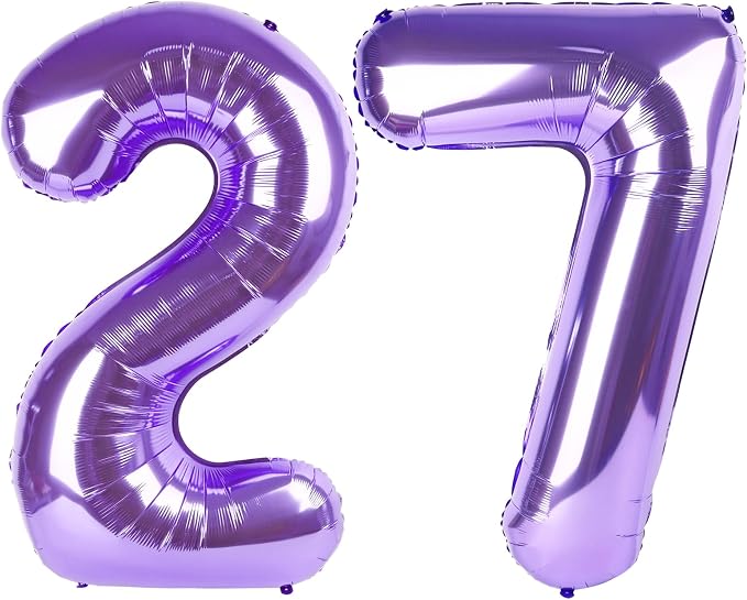27 Balloon - Purple Birthday Number Balloons, 40 Inch Decorations Men Women | by ALPHADELTAPI
