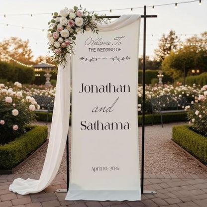 Wedding Welcome Sign Banner Personalized Custom Name Linen Fabric Wedding by Custom