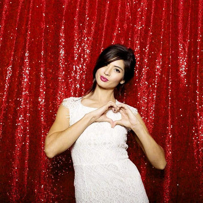 JYFLZQ Red Sequin Backdrop Curtains 4ft x 6.5ft 1 Panel Glitter Photo Booth by JYFLZQ