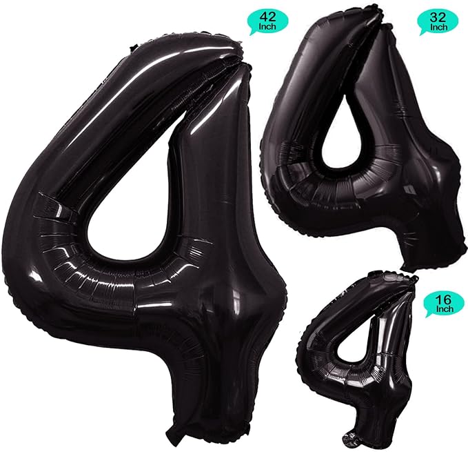 Black Foil Balloons Number 4, Huge Number Balloons - Image 2
