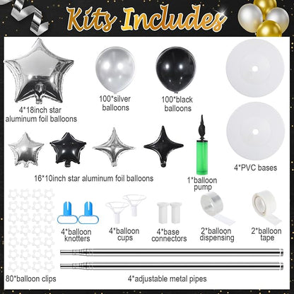 Gejoy Black Silver Balloons Column Stand Kit Adjustable Tower Stand from 1.4 to - Image 2