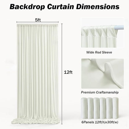 30ft×12ft Ivory Backdrop Curtain - Image 6