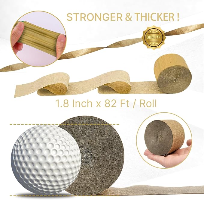 PartyWoo Gold Metallic Gold Crepe Paper Streamers 6pcs 492 FT | Wedding - Image 6