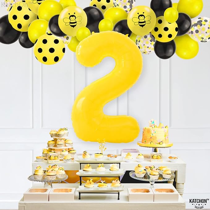KatchOn Yellow Number 2 Balloon 40 Inch 2nd Birthday Decorations - Image 3