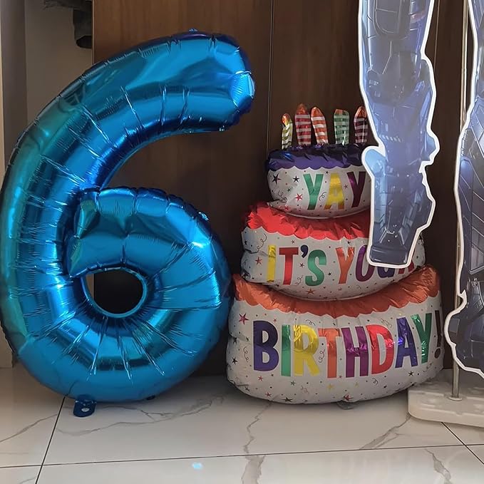 40 Inch Navy Blue Number 6 Foil Balloon - Image 5
