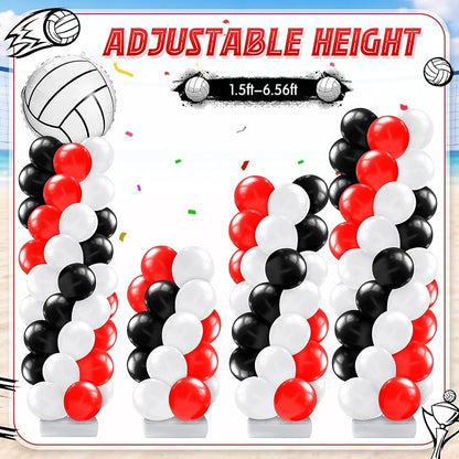 Kasyat 2 Sets Volleyball Balloon Column Stand Kit Red Black White Volleyball - Image 5