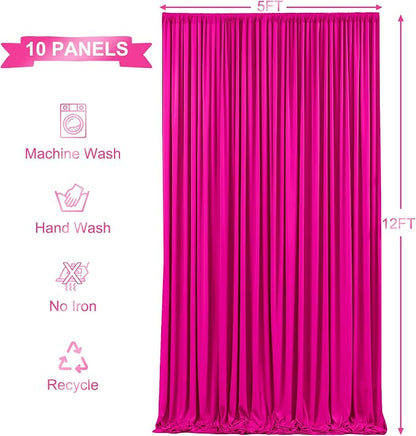 10 Panels Hot Pink Backdrop Curtains - Image 5