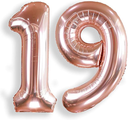 AULE 40 Inch Rose Gold 19 Balloon Number Foil 0-9 Birthday Big Numbers | by AULE