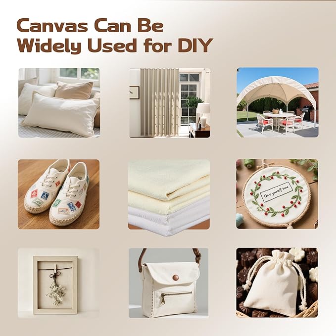 Canvas Fabric, Premium 10oz White Cotton Duck Canvas Fabric 62'' Wide - Image 6