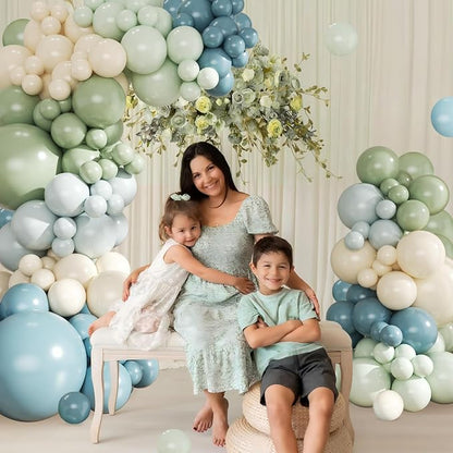 Dusty Blue Sage Green Balloon Arch Kit - Image 4