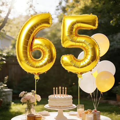 40 Inch Number 65 Balloons for 65th Birthday Party Decorations, 0-100 Gold - Image 3