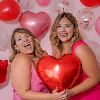 Red Heart Ballloons, 18 Inch Bright R Foil Love Heart Shaped Balloons 12Pcs Red - Image 3