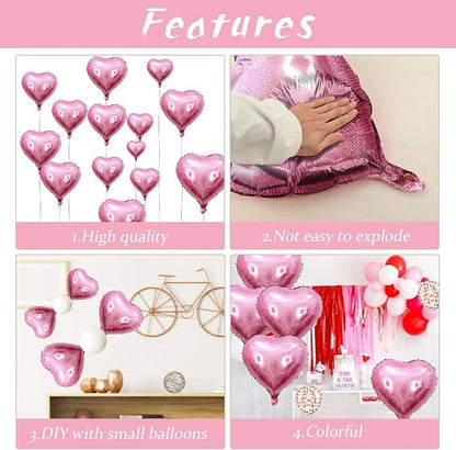 Biapian Light Pink Heart Balloons, 18inch Pastel Pink Love Heart Balloons - Image 7