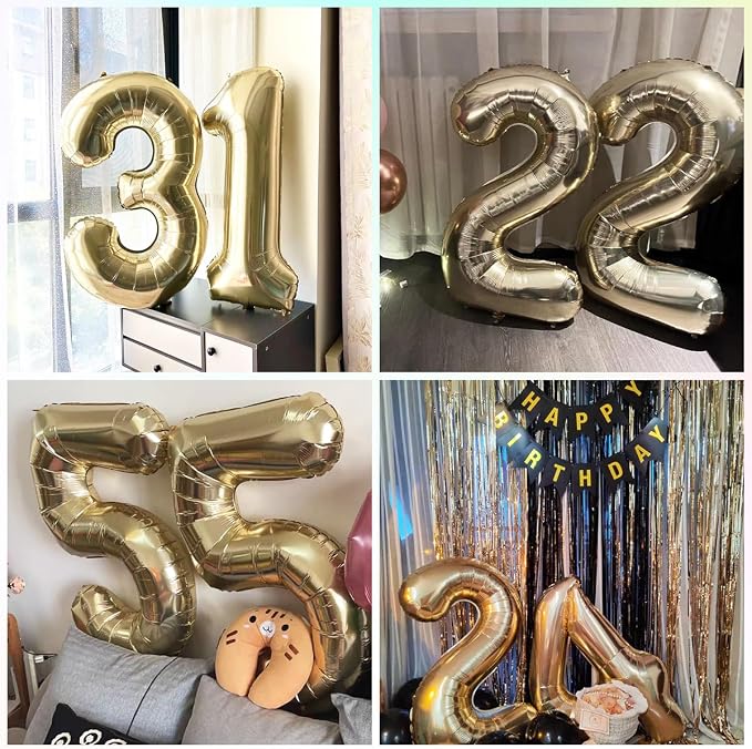 Light Gold 50 Number Balloons 40 Inch White Gold Giant 50 Foil Mylar Helium | - Image 7