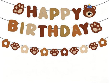 Bear Happy Birthday Banner, Party Pennant Decor, Happy Birthday Banner Adorable by Unknown