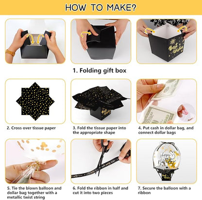 UQM Birthday Money Box for Cash Gift Pull, Funny Pull Money Balloon Box | Happy - Image 6