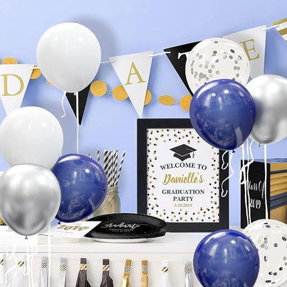 62pcs Silver Navy Blue Balloons Kit - Image 6