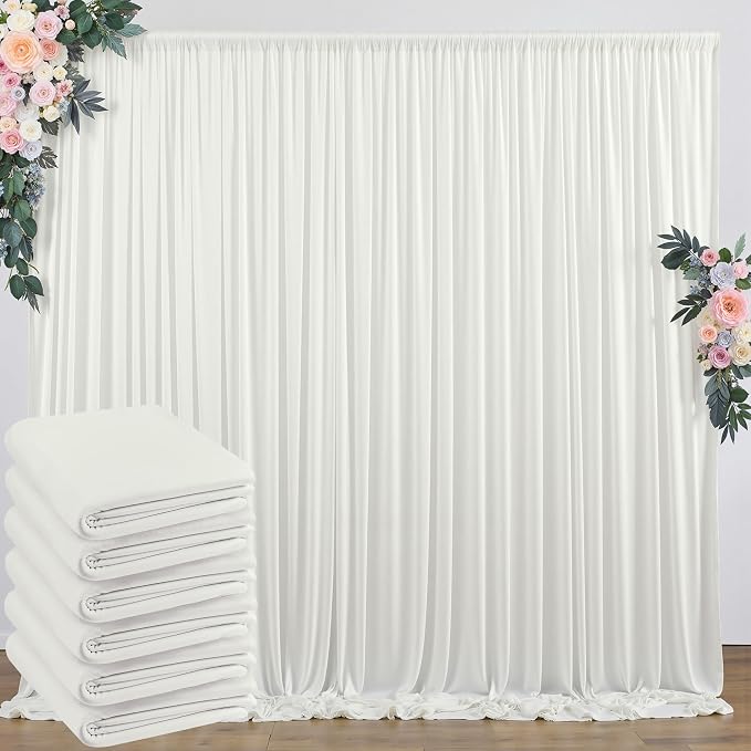 30 ft x 10 ft Wrinkle Free Ivory Backdrop Curtain by Outpain