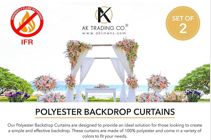 AK TRADING CO. 10 feet x 10 feet Rust IFR Polyester Backdrop Drapes Curtains - Image 3