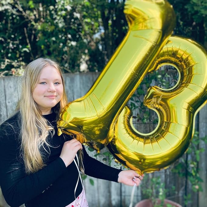 6 Balloon Numbers Party Decorations, 40In Gold Balloons - Image 4