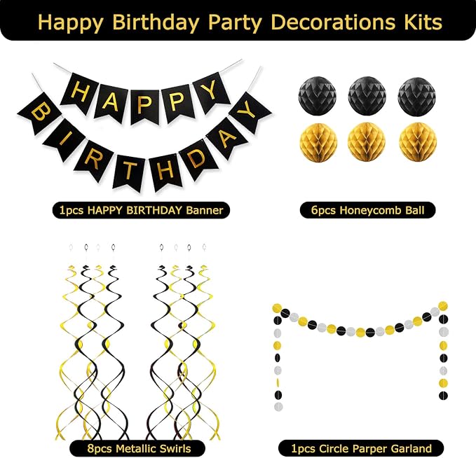 Black Birthday Decorations - Image 2