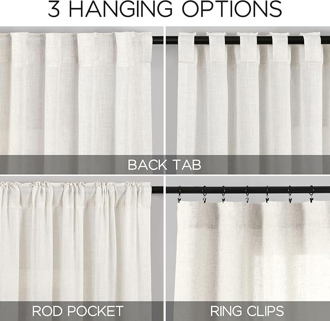 Extra Wide 100x108 Inch Linen Curtains - Image 2