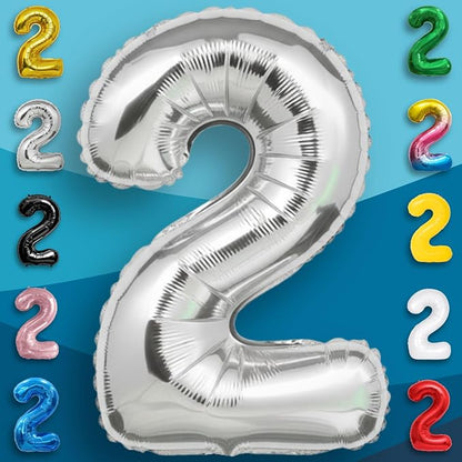 Silver Number Balloon 2 Mylar Foil Balloons 40 inch - Image 3