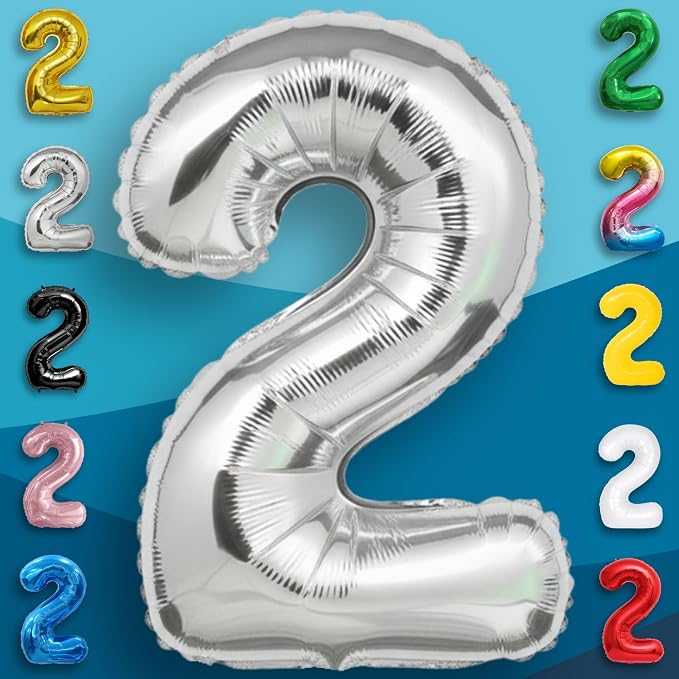 Silver Number Balloon 2 Mylar Foil Balloons 32 inch - Image 5