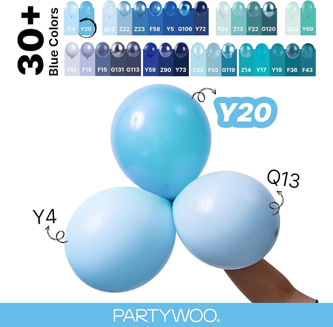 PartyWoo Light Blue Balloons 127pcs Baby Pastel Blue Color 5 Inch | 36 18 12 10 - Image 4