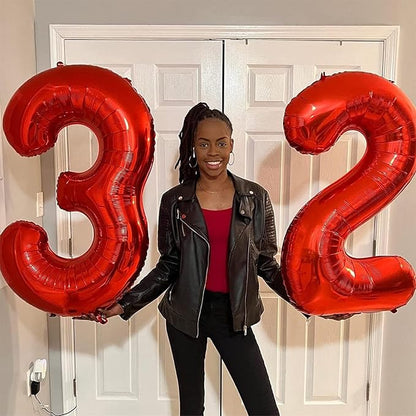 10th Birthday Balloons for Girls Boys, 40 Inch Giant Red Foil Number 10 Balloons - Image 4