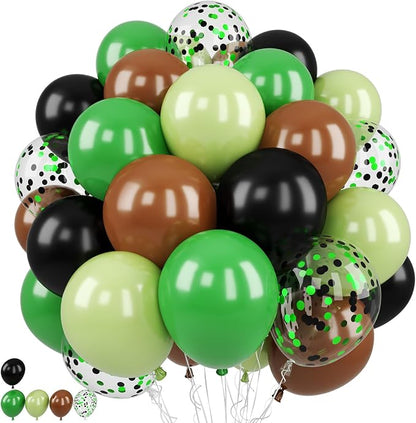 Green and Brown Balloons, Dark Emerald Green Confetti Balloon by BIAPIAN