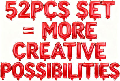 52 Pcs Red Letter Balloons, Custom 2 Set A-Z Set by GOGAKIE