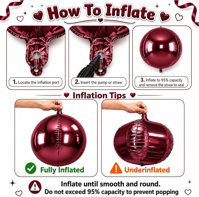 Burgundy Red Round Foil Balloons - Image 4