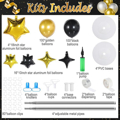Gejoy Black Gold Balloons Column Stand Kit Adjustable Tower Stand from 1.4 to - Image 2