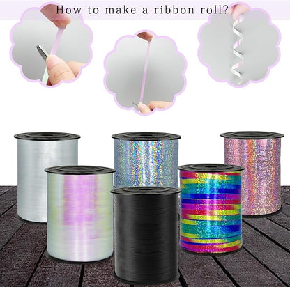 500 Yards Iridescent White Ribbons Curling Ribbon, 1/5" Holographic Curly - Image 5