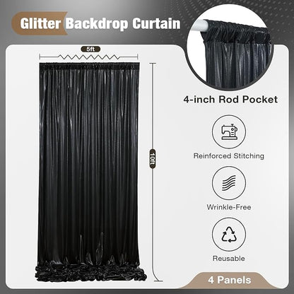 20x10FT Black Sequin Backdrop Curtain - Image 6