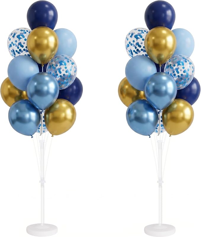 Blue Gold Balloon Column Kit Set of 2 by Tosuced