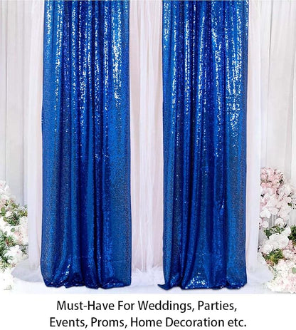 ShinyBeauty Sequin Curtains 2 Panels Royal Blue 2FTx8FT Sequin Photo Backdrop - Image 3