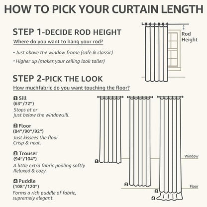 jinchan Black Floral Linen Curtains 84 Inch Rustic Drapes Back Tab 2 Panels | - Image 9