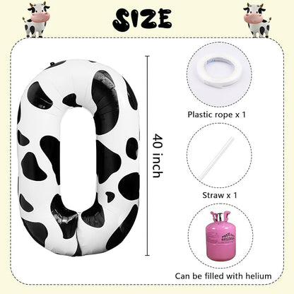 Cow Print 40 Inch Number 0 Birthday Balloon - Image 6