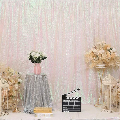 Eternal Beauty White Iridescent 3mm Sequin Backdrop 8x10 Ft - Image 2