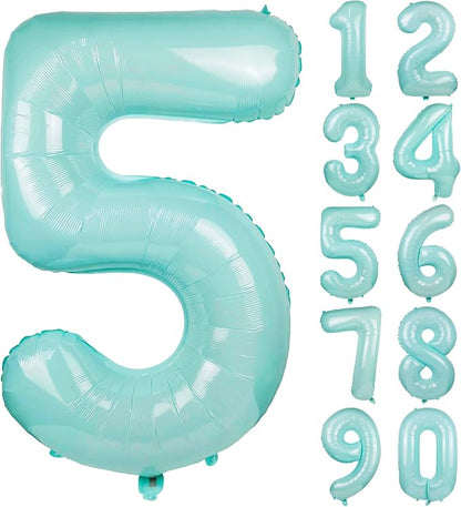 Macaron Blue Number 5 Balloon 40in Large Helium Foil Polyester Film Balloon | by Exquisitehighqualitypartydecorationstomeetyoureveryneed%EF%BC%81