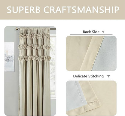Camel Blackout Curtains 52" W x 96" L x 2 Panels | Handmade Butterfly Flower - Image 7