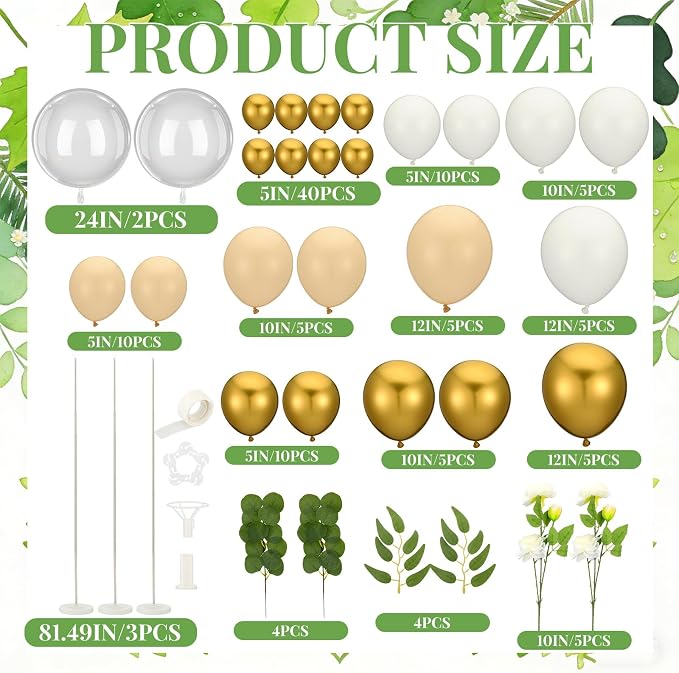 Gejoy 2 Sets Balloon Column Stand Kit Sage Green Bridal Shower Decorations - Image 2