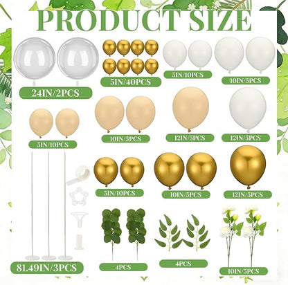 Gejoy 2 Sets Balloon Column Stand Kit Sage Green Bridal Shower Decorations - Image 2